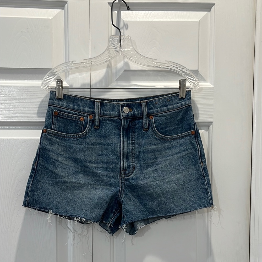 Madewell Blue Jean Shorts High-Waisted Frayed Hem